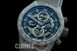 0 0 0 0 0 0 TGCH1-43-011R XF/VSF Carrera Heuer-01 43mm Chronograph "Black Knight" PVD/RU Black Skeleton A-7750 