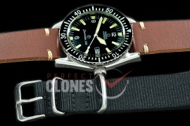 0 0 OMSEV00107 ANF Vintage Seamaster 300M Date SS/LE Black A-2836 - Free Nato Strap Bundle 