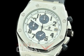 AP26400-906R Royal Oak Offshore Chronograph 26400 SS/RU White/Blue Seiko VK6 Quartz