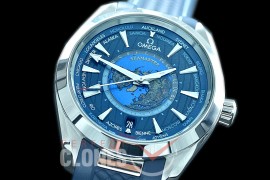 0 0 0 0 OMAT43.5-021R XF/VSF Aqua Terra Worldtimer Automtaic SS/SS Blue VS Cal 8938 Superclone