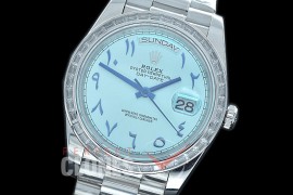 R40DDS00407D1 228206 SS/SS Sq Cut Diam Bez Ice Blue Arabic Special Edition A-2836