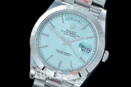 R40DDS00263 GMF Daydate 40mm 228206 904 Steel SS/SS Smooth Bez Ice Blue Sticks Diagonal A-2836