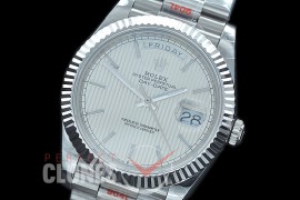 R40DDS00201 GMF Daydate 40mm 228239 904 Steel SS/SS Fluted Bez Silver Sticks Stripe A-2836