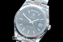 R40DDS00202 GMF Daydate 40mm 228239 904 Steel SS/SS Fluted Bez Rhodium Grey Sticks Stripe A-2836