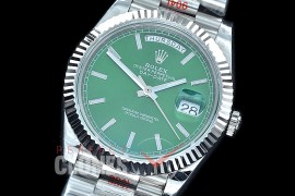 R40DDS00210 GMF Daydate 40mm 228239 904 Steel SS/SS Fluted Bez Green Sticks A-2836