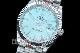 R40DDS00213 GMF Daydate 40mm 228239 904 Steel SS/SS Fluted Bez Ice Blue Diagonal Sticks A-2836