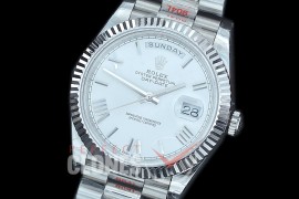R40DDS00226 GMF Daydate 40mm 228239 904 Steel SS/SS Fluted Bez White Roman A-2836