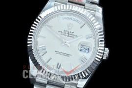 R40DDS00221 GMF Daydate 40mm 228239 904 Steel SS/SS Fluted Bez Off White Quadrant Roman A-2836