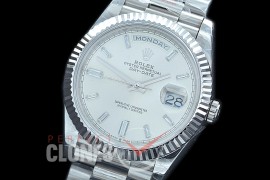 R40DDS00236 GMF Daydate 40mm 228239 904 Steel SS/SS Fluted Bez Silver Glazier Diamonds A-2836