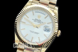 R40DDF00201 GMF Daydate 40mm 228238 904 Steel YG/YG Fluted Bez Silver Sticks A-2836