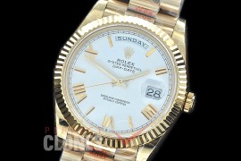R40DDF00221 GMF Daydate 40mm 228238 904 Steel YG/YG Fluted Bez White Roman A-2836