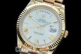 R40DDF00222 GMF Daydate 40mm 228238 904 Steel YG/YG Fluted Bez Silver Roman A-2836