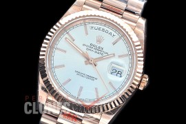 R40DDR00206 GMF Daydate 40mm 228235 904 Steel RG/RG Fluted Bez Silver Sticks A-2836