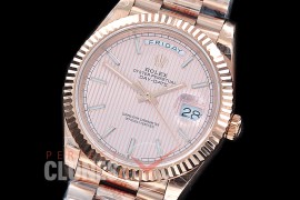 R40DDR00205 GMF Daydate 40mm 228235 904 Steel RG/RG Fluted Bez Rose Gold Sticks Stripe A-2836