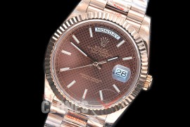 R40DDR00215 GMF Daydate 40mm 228235 904 Steel RG/RG Fluted Bez Browm Sticks Diagonal A-2836