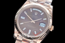 R40DDR00238 GMF Daydate 40mm 228235 904 Steel RG/RG Fluted Bez Brown Glazier Diamonds A-2836