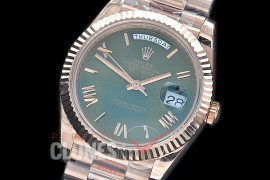 R40DDR00224 GMF Daydate 40mm 228235 904 Steel RG/RG Fluted Bez Olive Green Roman A-2836