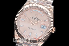 R40DDR00237 GMF Daydate 40mm 228235 904 Steel RG/RG Fluted Bez Rose Gold Glazier Diamonds A-2836
