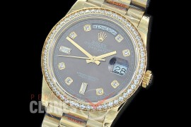 R36DDF-013D GMF 128348RBR 2019 DayDate YG/YG Fluted/President Dark Rhodium Grey Diamonds A-2836
