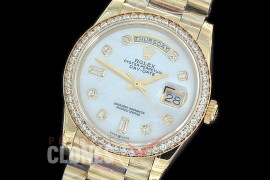 R36DDF-018D GMF 128348RBR 2019 DayDate YG/YG Fluted/President MOP White Diamonds A-2836