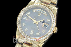 R36DDF-019D GMF 128348RBR 2019 DayDate YG/YG Fluted/President MOP Black Diamonds A-2836