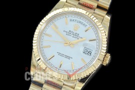 R36DDF-002 GMF 128238 2019 DayDate YG/YG Fluted/President White Sticks A-2836