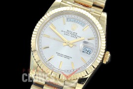 R36DDF-001 GMF 128238 2019 DayDate YG/YG Fluted/President Silver Sticks A-2836