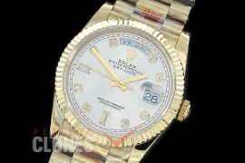 R36DDF-011 GMF 128238 2019 DayDate YG/YG Fluted/President Silver Diamonds A-2836