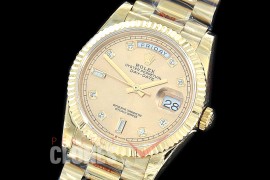 R36DDF-015 GMF 128238 2019 DayDate YG/YG Fluted/President Champagne Gold Diamonds A-2836