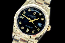 R36DDF-012 GMF 128238 2019 DayDate YG/YG Fluted/President Black Diamonds A-2836