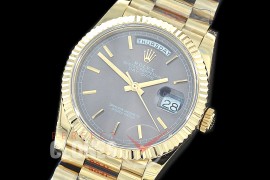 R36DDF-004 GMF 128238 2019 DayDate YG/YG Fluted/President Dark Rhodium Grey Sticks A-2836