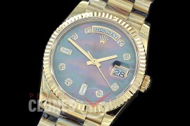 R36DDF-019 GMF 128238 2019 DayDate YG/YG Fluted/President MOP Black Diamonds A-2836