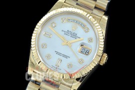 R36DDF-018 GMF 128238 2019 DayDate YG/YG Fluted/President MOP White Diamonds A-2836