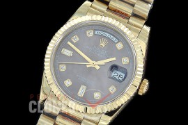 R36DDF-013 GMF 128238 2019 DayDate YG/YG Fluted/President Dark Rhodium Grey Diamonds A-2836