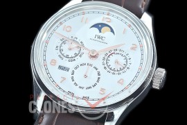 0 0 0 IWPPC-102 V9F Portugese Perpetual Calender IW502219 SS/LE White Asian Custom Movt 
