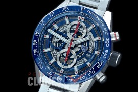 0 0 0 0 0 0 TGCH1-43-002 XF/VSF Carrera Heuer-01 43mm Chronograph SS/SS Blue Skeleton A-7750 