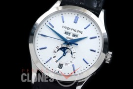 PP5396-102 Calastrava 5396G Annual Calender Moonphase SS/LE White Sticks Miyota 9100/Mod 324S