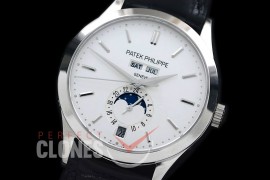 PP5396-101 Calastrava 5396G Annual Calender Moonphase SS/LE White Sticks Miyota 9100/Mod 324S