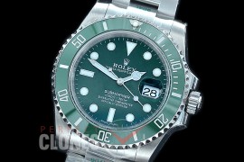 0 0 0 0 0 0 RLSS00852 ZF 904L Steel Submariner 116610LV Hulk SS/SS Green SA 3135