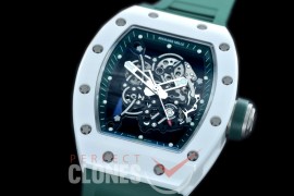 0 0 0 0 RM055-01-125 KVF RM055 Bubba Watson White Ceramic Limited Edition CER/RU Skeleton M8215 Mod