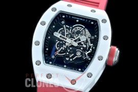 0 0 0 0 RM055-01-120A KVF RM055 Bubba Watson White Ceramic Limited Edition CER/RU Skeleton M8215 Mod