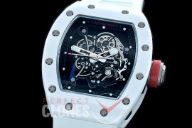 0 0 0 0 RM055-01-120C KVF RM055 Bubba Watson White Ceramic Limited Edition CER/RU Skeleton M8215 Mod