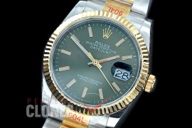 R36DJT-3235-156 GMF 126233 SS/YG Fluted/Oyster Olive Green Sticks SH 3235 904L Steel 
