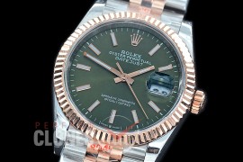 R36DJTR-3235-106 GMF 126231 SS/RG Fluted/Jubilee Olive Green Sticks SA 3235 904L Steel 