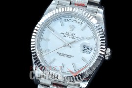 R40DDS00207 GMF Daydate 40mm 228239 904 Steel SS/SS Fluted Bez White Sticks A-2836