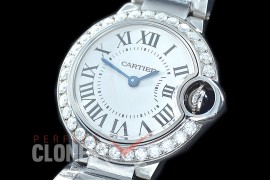 0 0 0 CARBA-28-011SD V7F Ballon de Cartier Ladies 28.5 SS/Diam/SS White Swiss Eta Quartz 