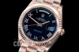 R40DDR00229 GMF Daydate 40mm 228235 904 Steel RG/RG Fluted Bez Black Roman A-2836