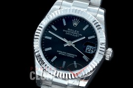 R31DJS-402 Datejust Midsize 278284 SS/SS Fluted/Oyster Black Sticks Asian Clone 2824