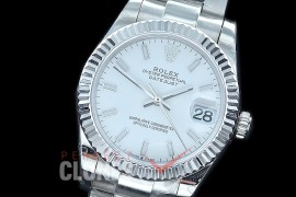 R31DJS-401 Datejust Midsize 278284 SS/SS Fluted/Oyster White Sticks Asian Clone 2824