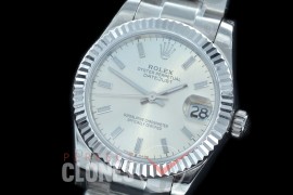 R31DJS-400 Datejust Midsize 278284 SS/SS Fluted/Oyster Silver Sticks Asian Clone 2824